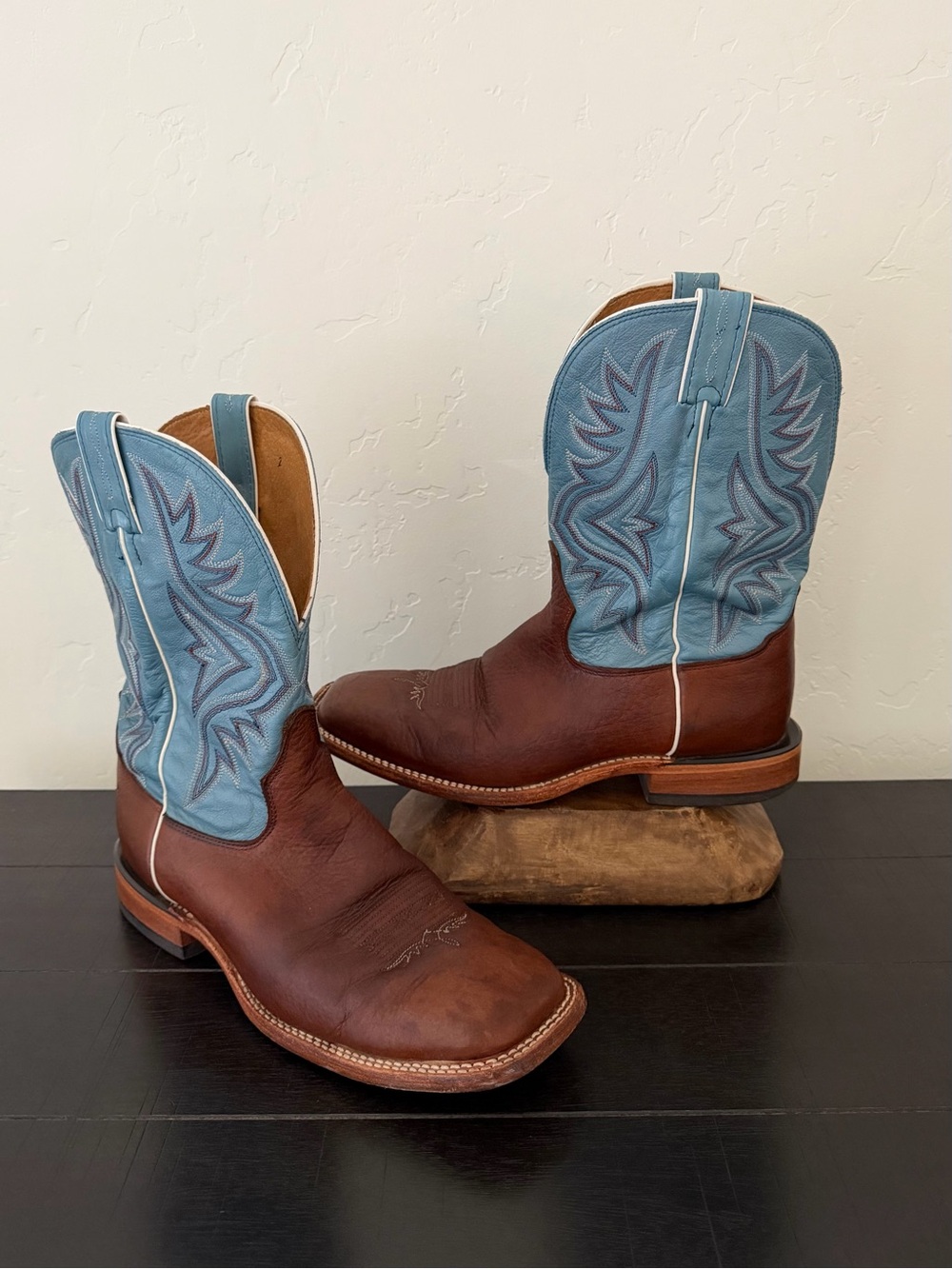 Tony Lama Pecan Bison Americana Western Boots - Men's Size 10 D